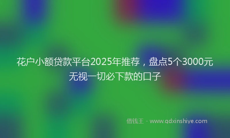 花户小额贷款平台2025年推荐，盘点5个3000元无视一切必下款的口子
