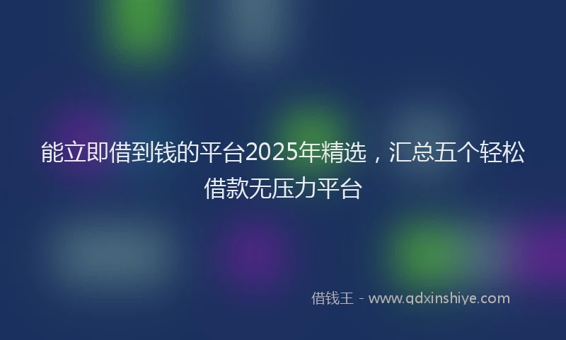 能立即借到钱的平台2025年精选，汇总五个轻松借款无压力平台