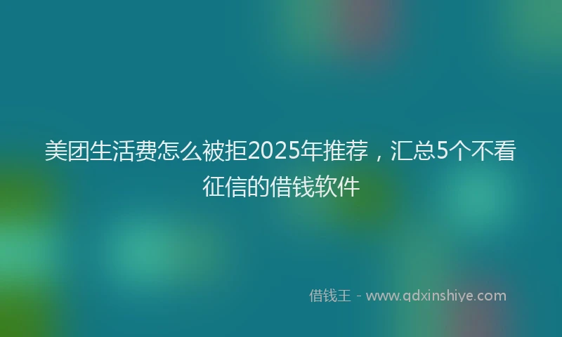 美团生活费怎么被拒2025年推荐，汇总5个不看征信的借钱软件
