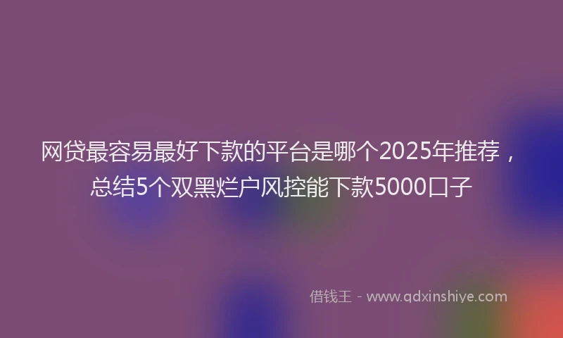 网贷最容易最好下款的平台是哪个2025年推荐，总结5个双黑烂户风控能下款5000口子