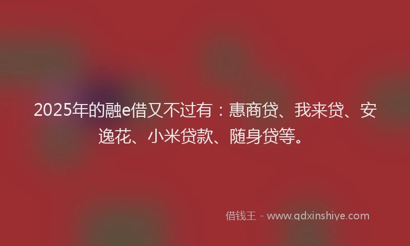 2025年的融e借又不过有：惠商贷、我来贷、安逸花、小米贷款、随身贷等。