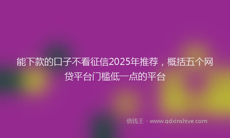 能下款的口子不看征信2025年推荐，概括五个网贷平台门槛低一点的平台