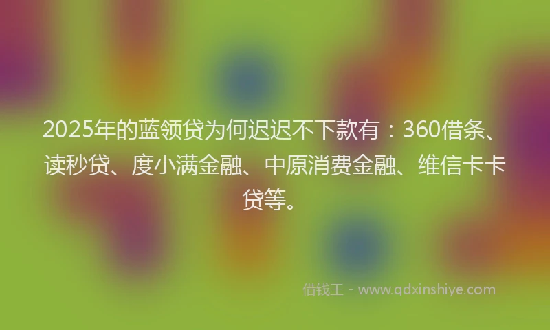 2025年的蓝领贷为何迟迟不下款有：360借条、读秒贷、度小满金融、中原消费金融、维信卡卡贷等。