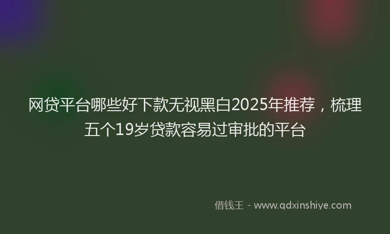 网贷平台哪些好下款无视黑白2025年推荐，梳理五个19岁贷款容易过审批的平台