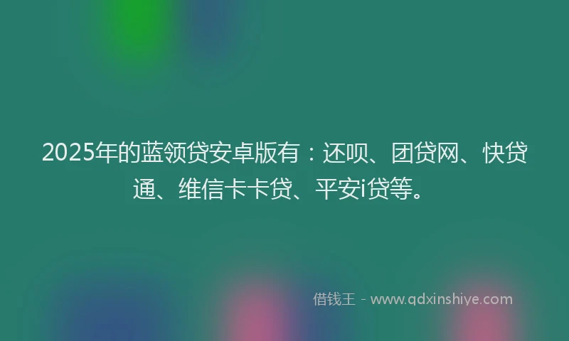 2025年的蓝领贷安卓版有：还呗、团贷网、快贷通、维信卡卡贷、平安i贷等。