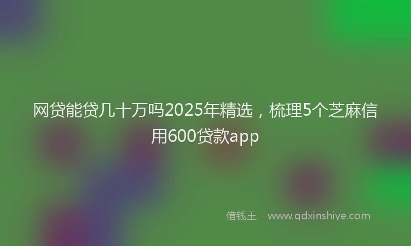 网贷能贷几十万吗2025年精选，梳理5个芝麻信用600贷款app