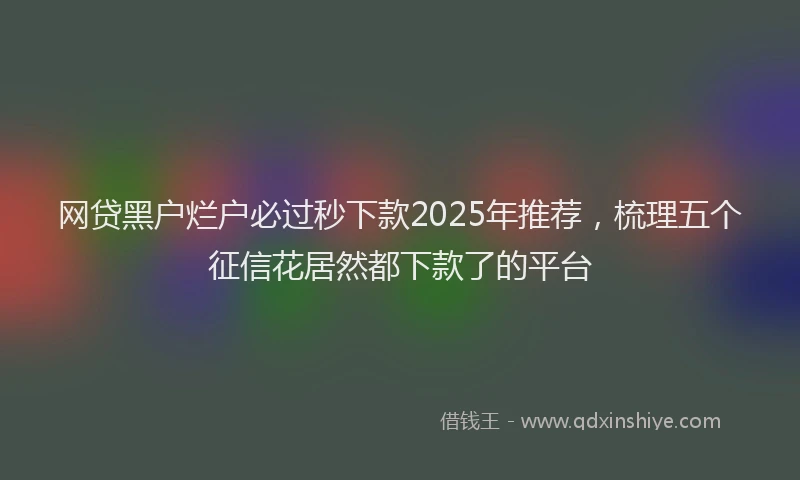 网贷黑户烂户必过秒下款2025年推荐，梳理五个征信花居然都下款了的平台
