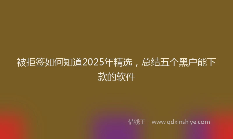 被拒签如何知道2025年精选，总结五个黑户能下款的软件