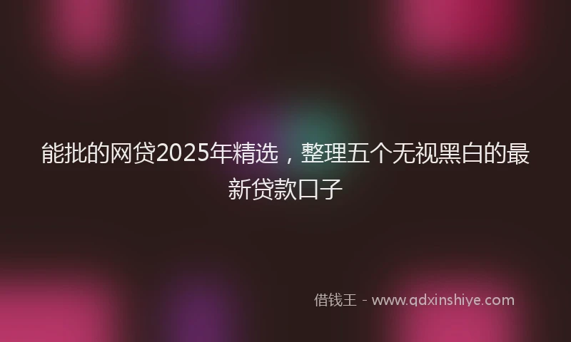 能批的网贷2025年精选，整理五个无视黑白的最新贷款口子