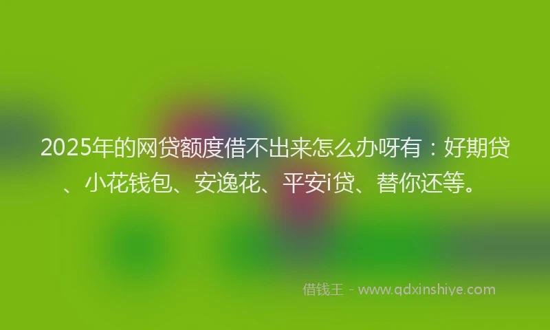 2025年的网贷额度借不出来怎么办呀有：好期贷、小花钱包、安逸花、平安i贷、替你还等。