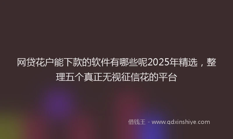 网贷花户能下款的软件有哪些呢2025年精选，整理五个真正无视征信花的平台