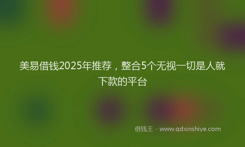 美易借钱2025年推荐，整合5个无视一切是人就下款的平台