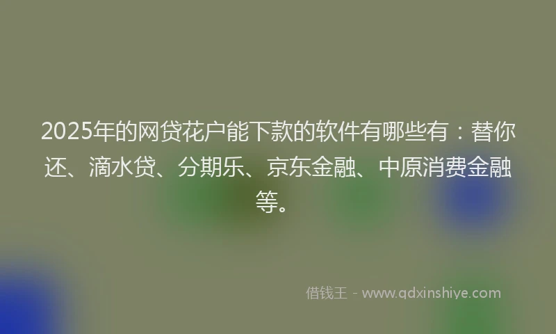 2025年的网贷花户能下款的软件有哪些有：替你还、滴水贷、分期乐、京东金融、中原消费金融等。