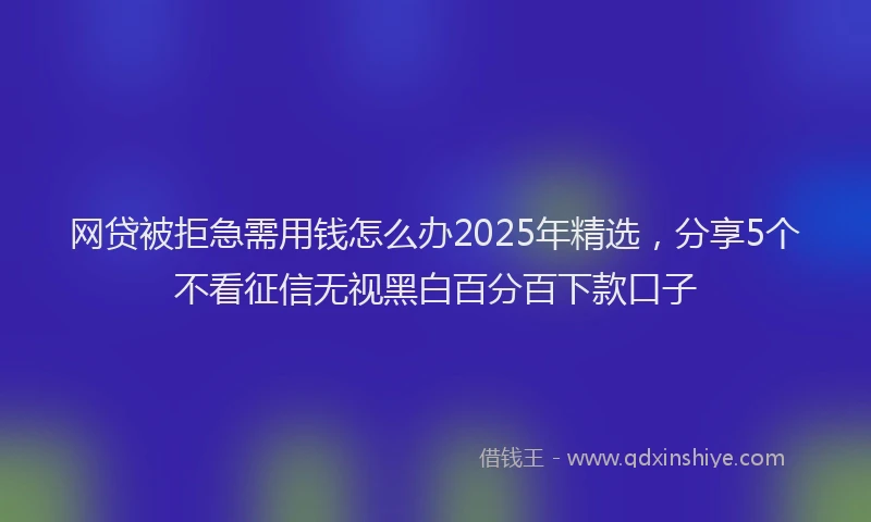网贷被拒急需用钱怎么办2025年精选，分享5个不看征信无视黑白百分百下款口子