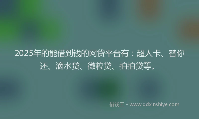 2025年的能借到钱的网贷平台有：超人卡、替你还、滴水贷、微粒贷、拍拍贷等。