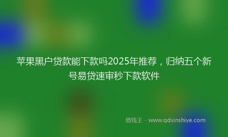 苹果黑户贷款能下款吗2025年推荐，归纳五个新号易贷速审秒下款软件