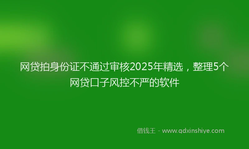 网贷拍身份证不通过审核2025年精选，整理5个网贷口子风控不严的软件