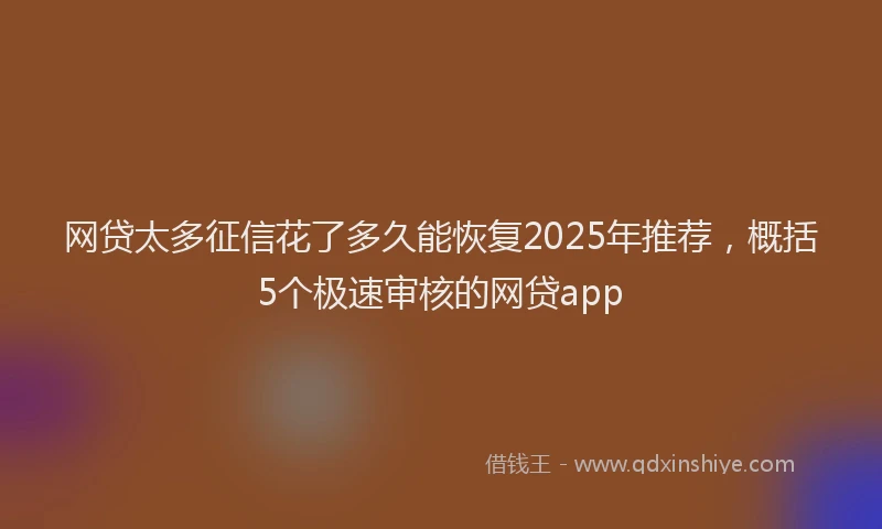 网贷太多征信花了多久能恢复2025年推荐，概括5个极速审核的网贷app