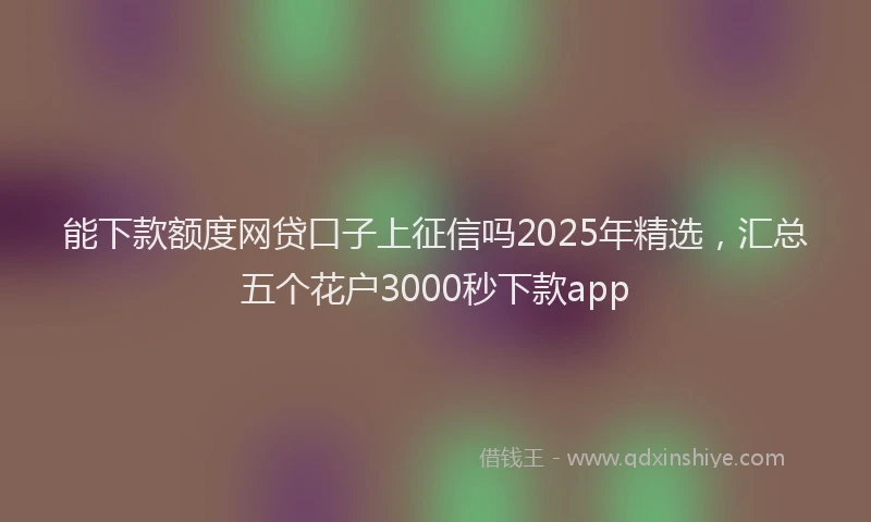 能下款额度网贷口子上征信吗2025年精选，汇总五个花户3000秒下款app