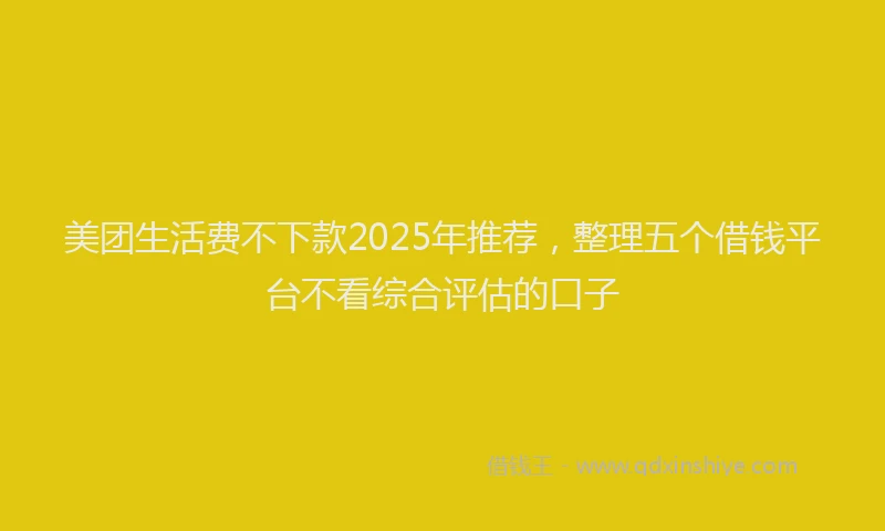 美团生活费不下款2025年推荐，整理五个借钱平台不看综合评估的口子