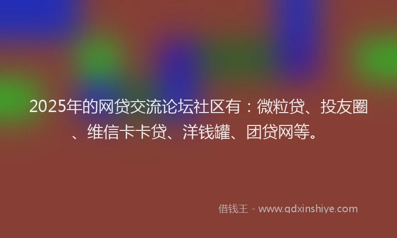2025年的网贷交流论坛社区有：微粒贷、投友圈、维信卡卡贷、洋钱罐、团贷网等。