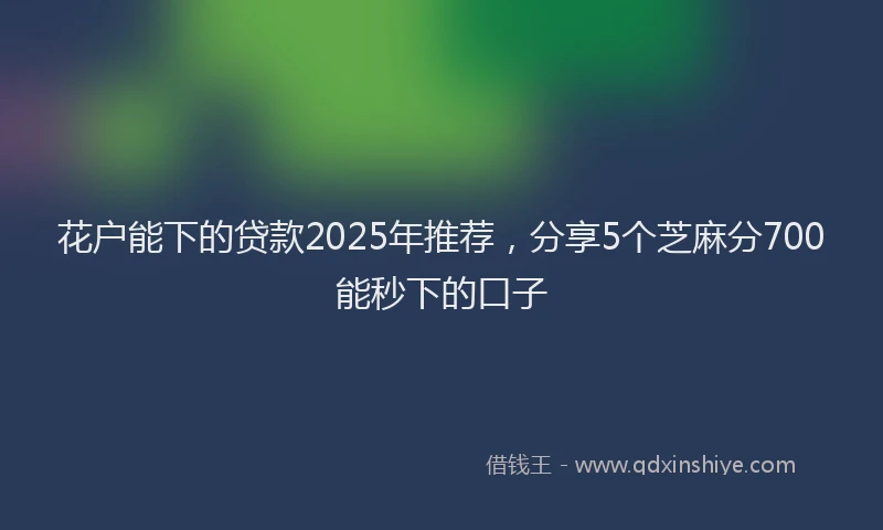花户能下的贷款2025年推荐，分享5个芝麻分700能秒下的口子