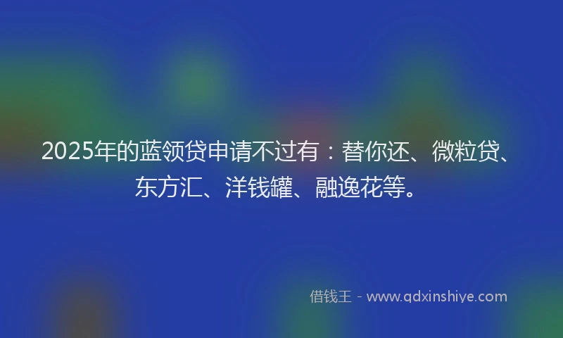 2025年的蓝领贷申请不过有：替你还、微粒贷、东方汇、洋钱罐、融逸花等。