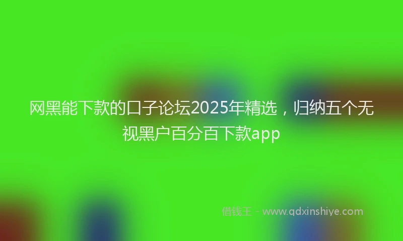 网黑能下款的口子论坛2025年精选，归纳五个无视黑户百分百下款app