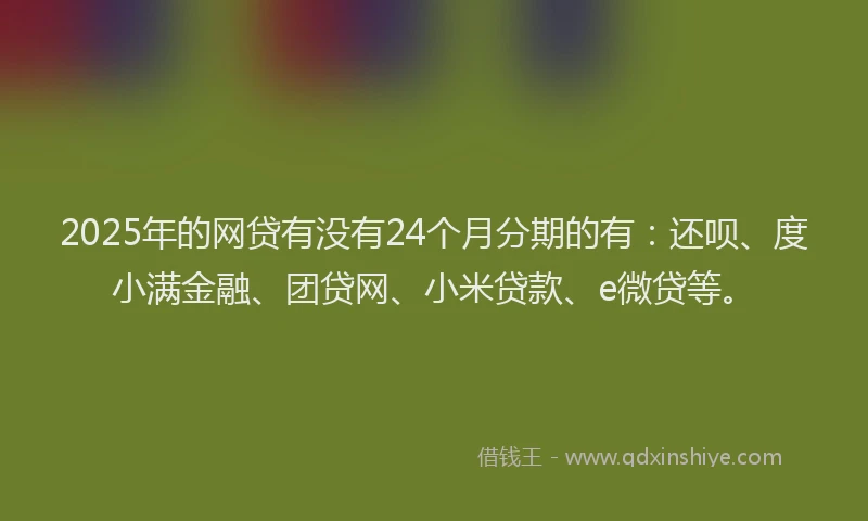2025年的网贷有没有24个月分期的有：还呗、度小满金融、团贷网、小米贷款、e微贷等。