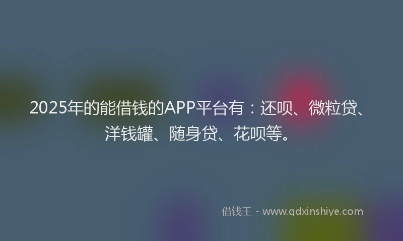 2025年的能借钱的APP平台有：还呗、微粒贷、洋钱罐、随身贷、花呗等。