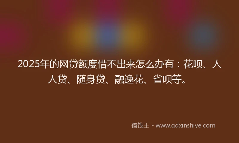 2025年的网贷额度借不出来怎么办有：花呗、人人贷、随身贷、融逸花、省呗等。