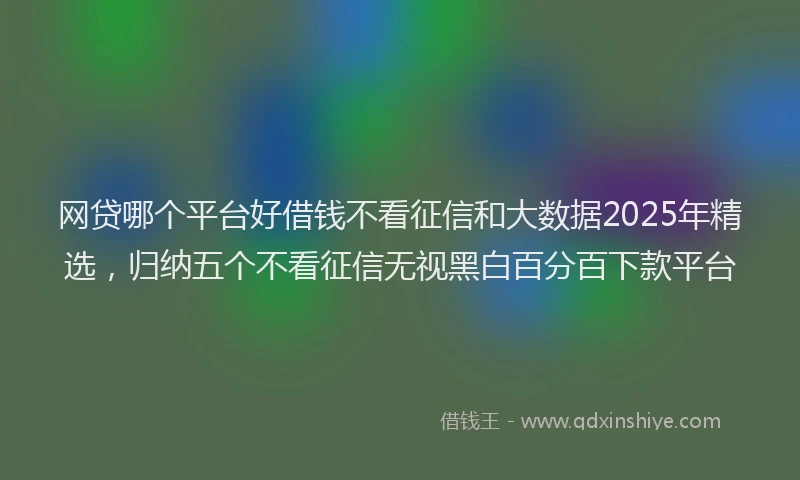 网贷哪个平台好借钱不看征信和大数据2025年精选，归纳五个不看征信无视黑白百分百下款平台