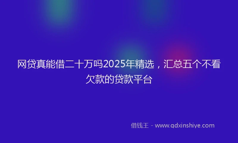 网贷真能借二十万吗2025年精选，汇总五个不看欠款的贷款平台