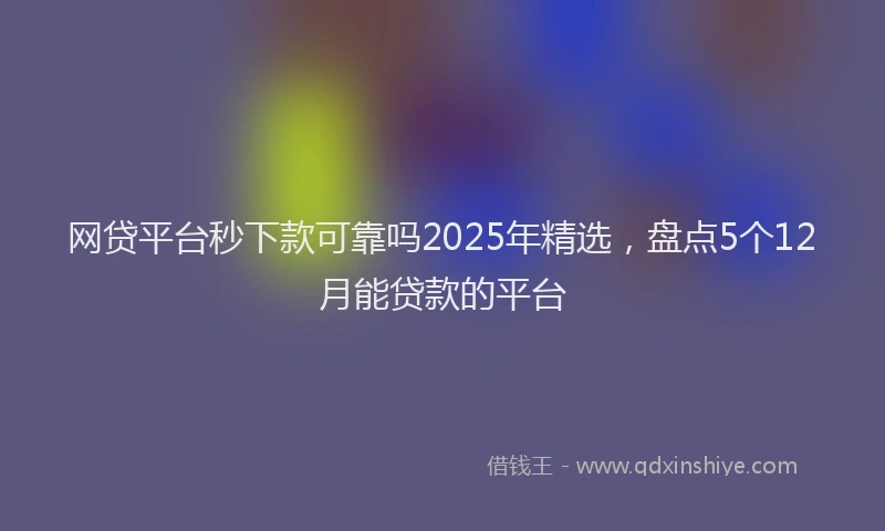 网贷平台秒下款可靠吗2025年精选，盘点5个12月能贷款的平台