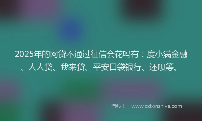 2025年的网贷不通过征信会花吗有：度小满金融、人人贷、我来贷、平安口袋银行、还呗等。