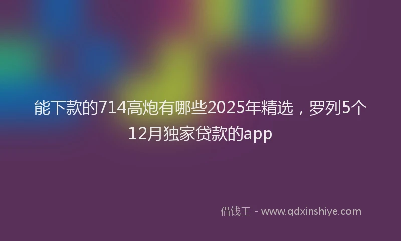 能下款的714高炮有哪些2025年精选，罗列5个12月独家贷款的app