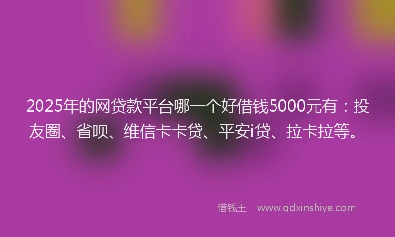 2025年的网贷款平台哪一个好借钱5000元有：投友圈、省呗、维信卡卡贷、平安i贷、拉卡拉等。