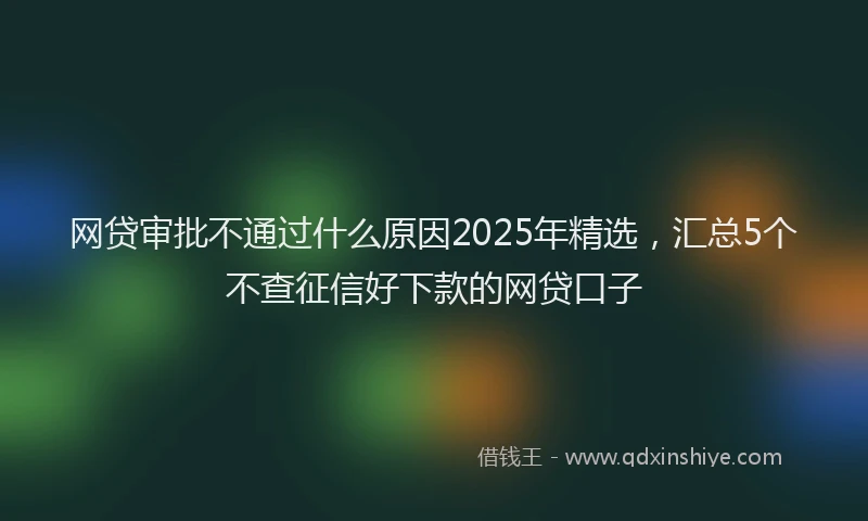网贷审批不通过什么原因2025年精选，汇总5个不查征信好下款的网贷口子