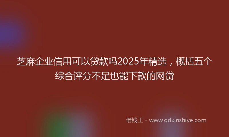 芝麻企业信用可以贷款吗2025年精选，概括五个综合评分不足也能下款的网贷