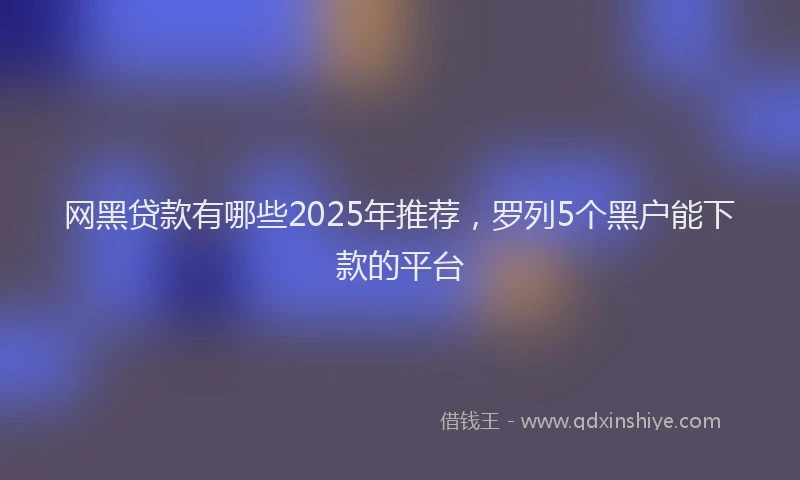 网黑贷款有哪些2025年推荐，罗列5个黑户能下款的平台
