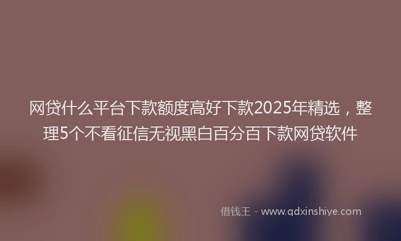 网贷什么平台下款额度高好下款2025年精选，整理5个不看征信无视黑白百分百下款网贷软件