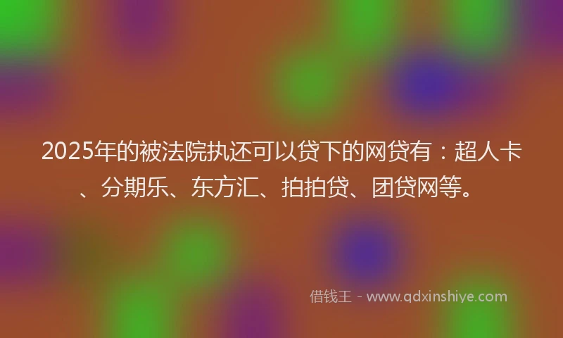 2025年的被法院执还可以贷下的网贷有：超人卡、分期乐、东方汇、拍拍贷、团贷网等。