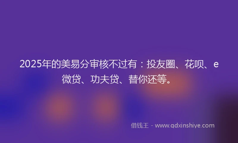 2025年的美易分审核不过有：投友圈、花呗、e微贷、功夫贷、替你还等。