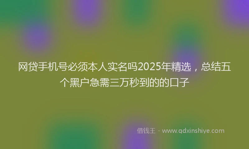 网贷手机号必须本人实名吗2025年精选，总结五个黑户急需三万秒到的的口子