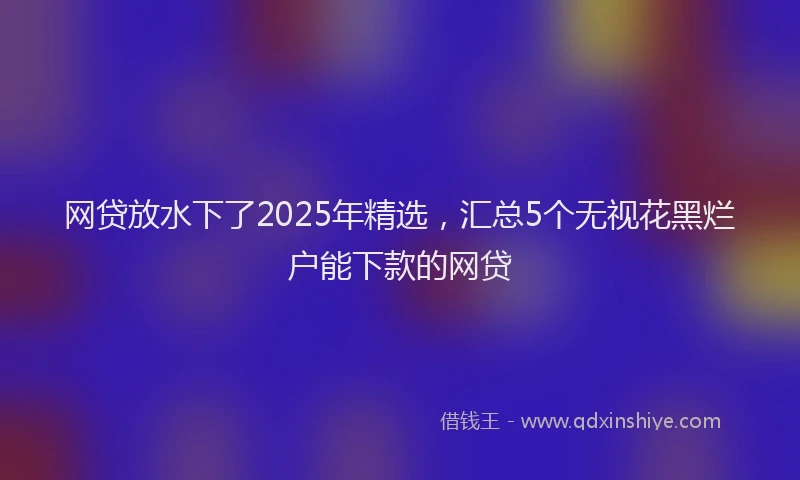 网贷放水下了2025年精选，汇总5个无视花黑烂户能下款的网贷