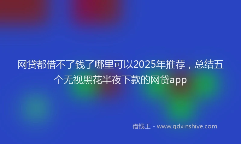网贷都借不了钱了哪里可以2025年推荐，总结五个无视黑花半夜下款的网贷app
