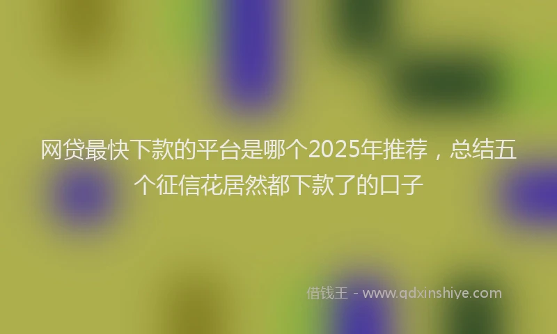 网贷最快下款的平台是哪个2025年推荐，总结五个征信花居然都下款了的口子