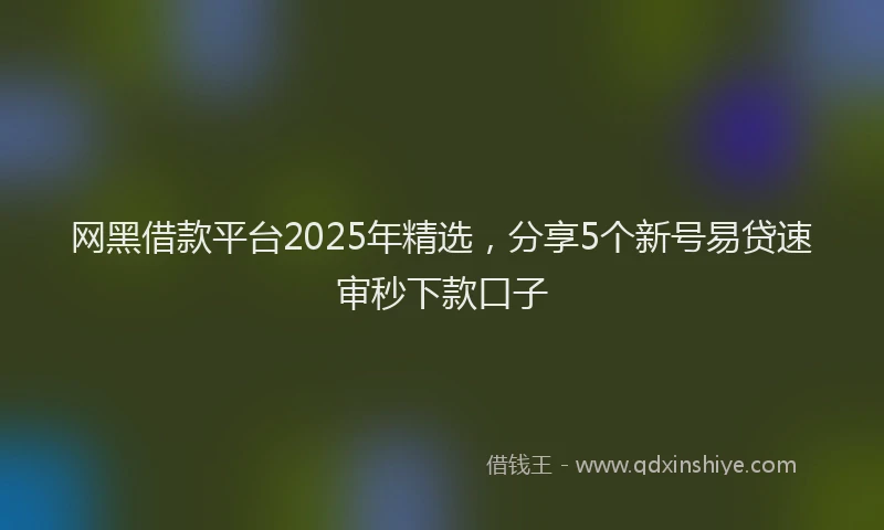 网黑借款平台2025年精选，分享5个新号易贷速审秒下款口子