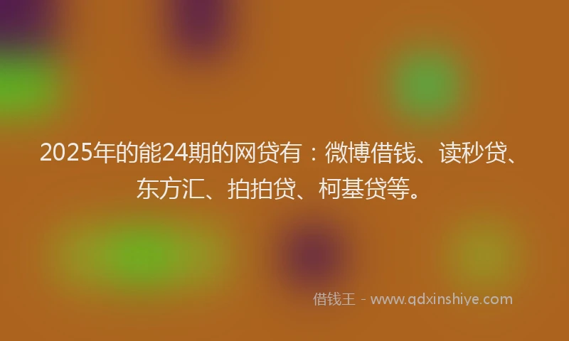 2025年的能24期的网贷有：微博借钱、读秒贷、东方汇、拍拍贷、柯基贷等。