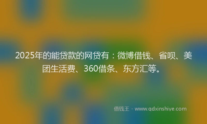 2025年的能贷款的网贷有：微博借钱、省呗、美团生活费、360借条、东方汇等。